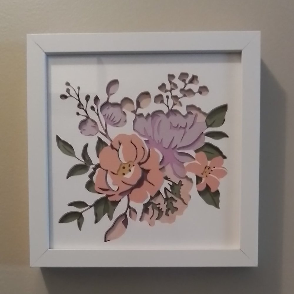 Handmade 3D Floral Shadow Box 8" x 8"
